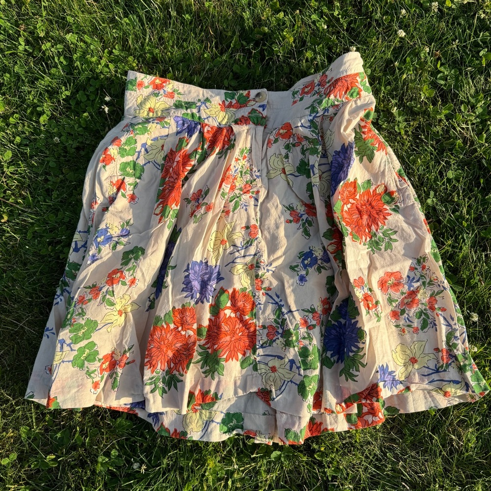 Full Floral Beige Skirt